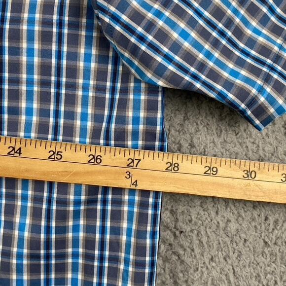 Duluth Trading Wrinkle Free Button Shirt Men's 2XL Blue Plaid Magnaready - Picture 9 of 11